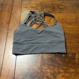 lululemon athletica Black and White Striped Free to Be Bra